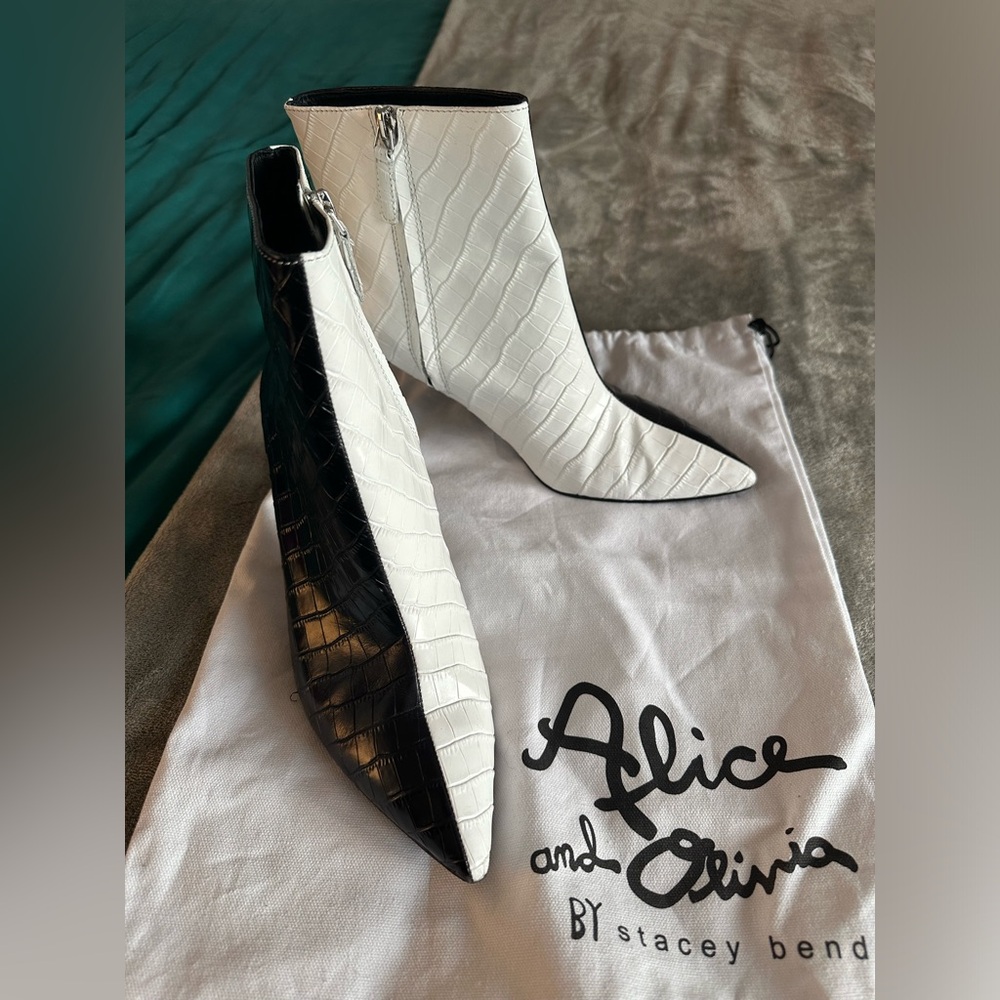 Alice and Olivia two tone croc bootie